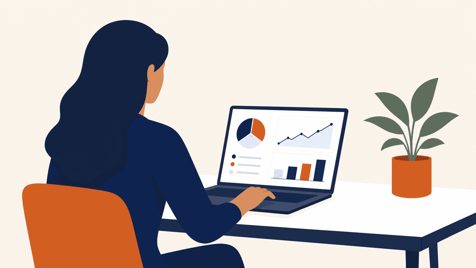 A couple review their finances together at the kitchen table on a phone and laptop, a one-page financial summary on screen.